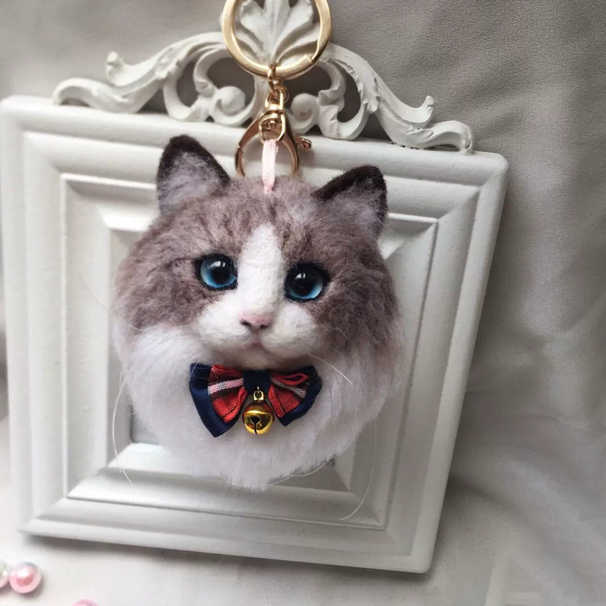 Custom Felt Pet Head Bag Pendant